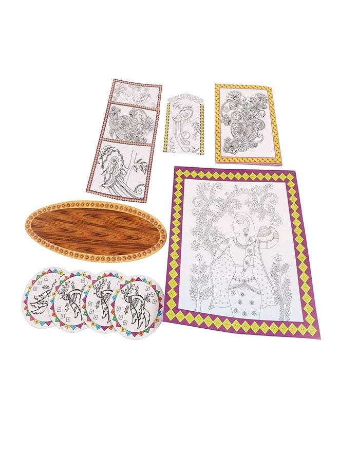 JAPSI Madhubani Art Kit | Traditional Art Kit for Kids | Mithila Painting Hand Craft Items | DIY Wall Art Kit for Adults Madhubani | Unique Craft Kit | Kids Birthday Art & Craft Kit for Girls - Image 2